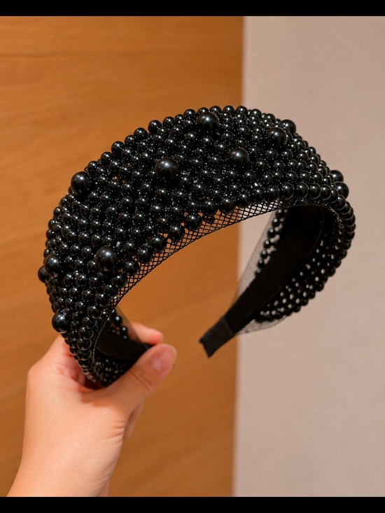 Accessories - Black Beaded Statement Headband